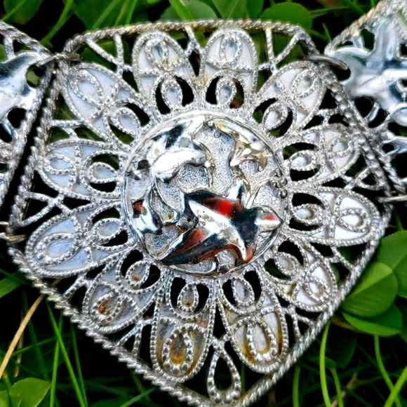 Vtg Barrera for Avon Chunky Ornate Collar Necklace - Picture 7 of 10